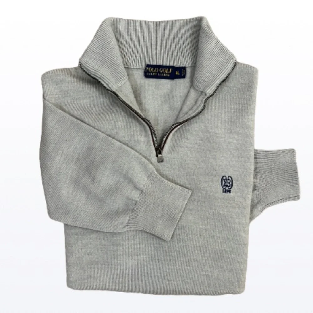 Polo Golf Ralph Lauren Merino Wool Beige Mock collard 1/4 Zip PullOver‎ Men XL